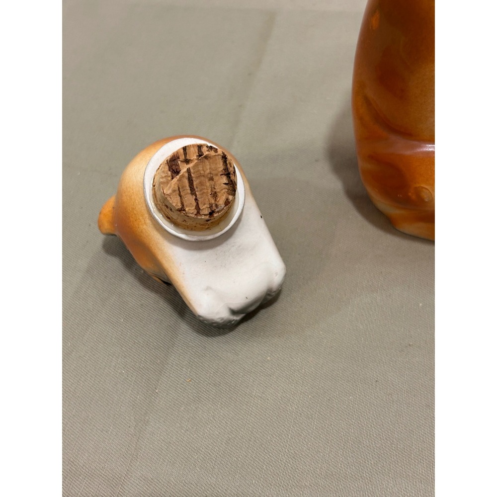 Vintage Ceramic Boxer Dog Decanter Seated Figurine with Cork Stopper Stopper - Picture 6 of 9